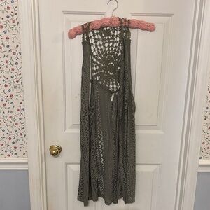 Olive Green Crochet Vest